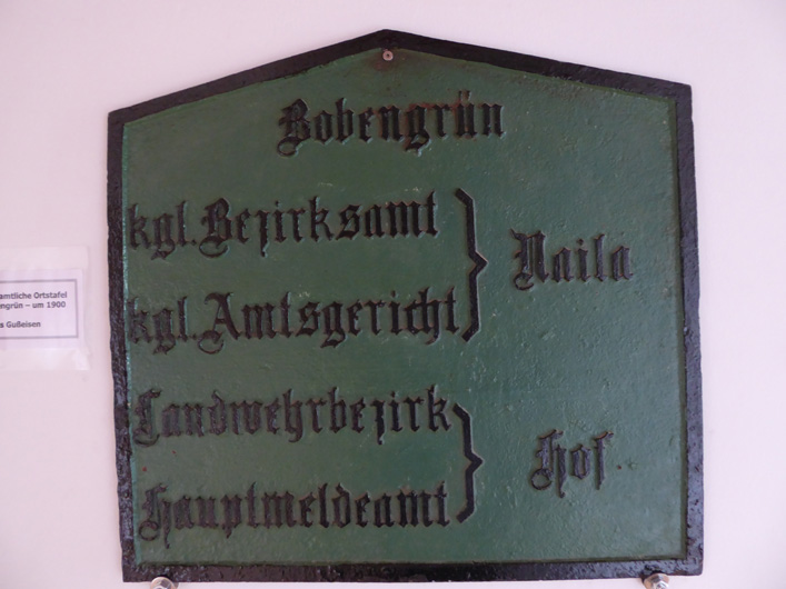 Historisches Schild der Gemeinde Bobengrün